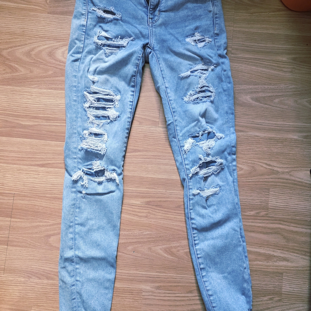 American Eagle Outfitters Sky Blue Ripped Skinny Jeans